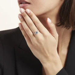 Histoire d'Or Bague Or Blanc Terese Topaze Oxydes De Zirconium or blanc topaze bleu sky Sale