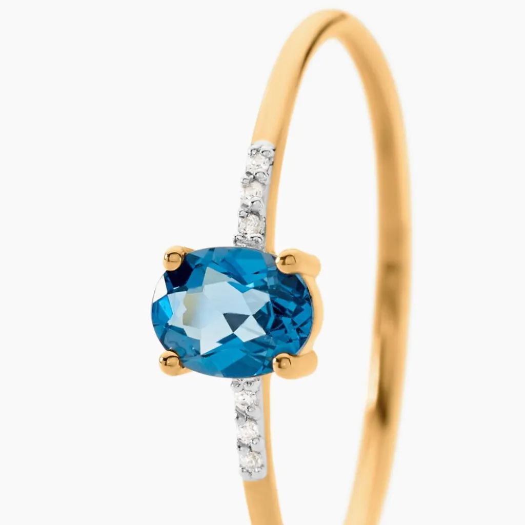 Histoire d'Or Bague Or Jaune Jehane Topaze Oxydes De Zirconium or jaune topaze bleu london New