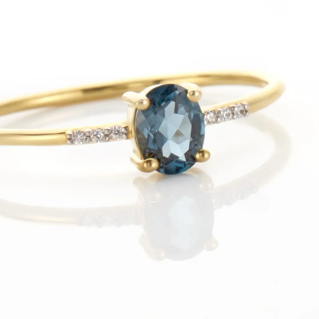 Histoire d'Or Bague Or Jaune Jehane Topaze Oxydes De Zirconium or jaune topaze bleu london New
