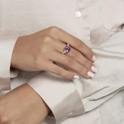 Histoire d'Or Bague Or Jaune Marie-camille Améthyste Oxydes De Zirconium or jaune amethyste violette Outlet