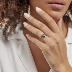 Histoire d'Or Bague Orchidee Diamant or blanc saphir Sale