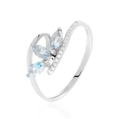 Histoire d'Or Bague Petale Or Blanc Topaze Et Oxyde De Zirconium or blanc topaze bleue Outlet