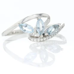 Histoire d'Or Bague Petale Or Blanc Topaze Et Oxyde De Zirconium or blanc topaze bleue Outlet