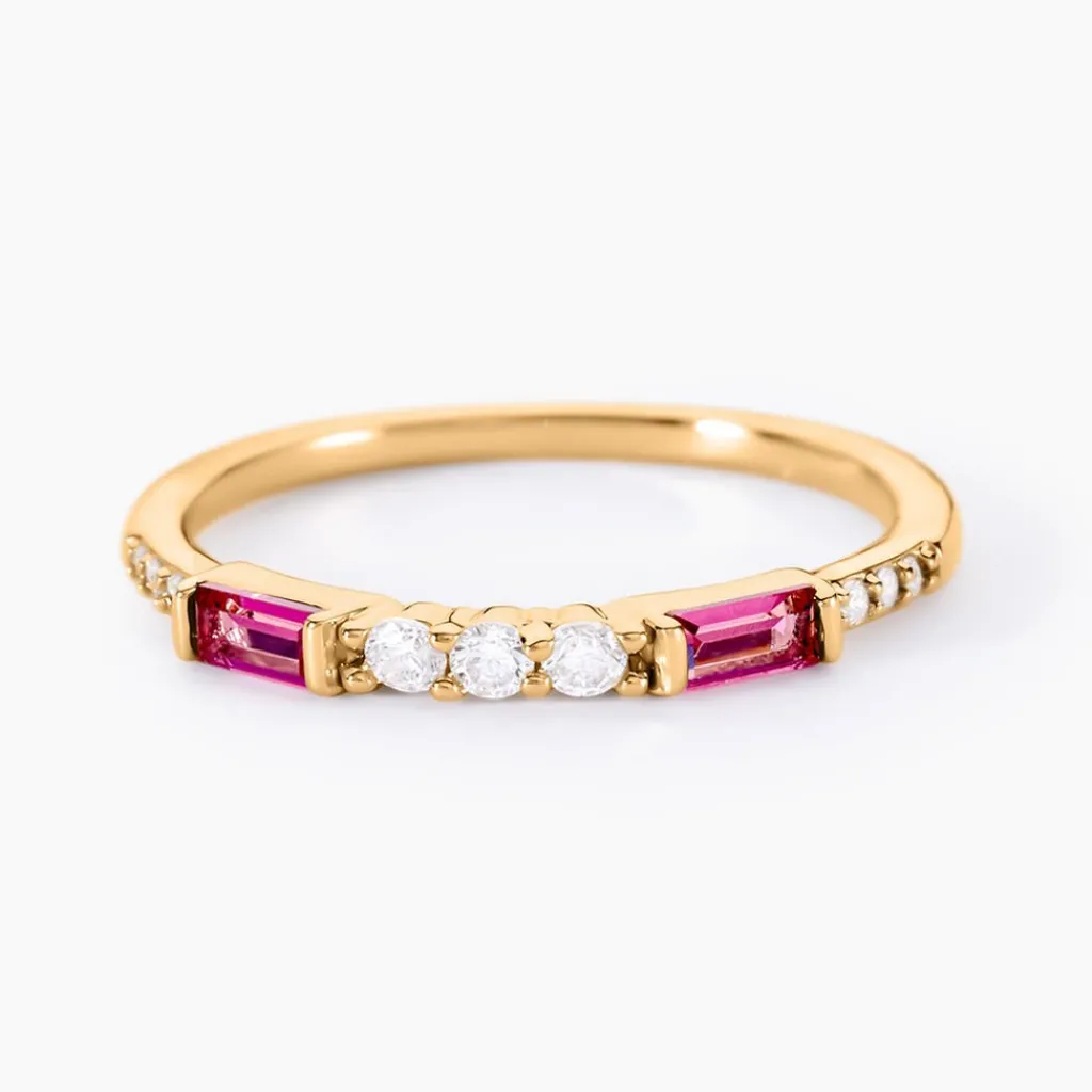 Histoire d'Or Bague Plaqué Or Jaune Calvin Oxyde De Zirconium plaqué or jaune verre rouge Outlet