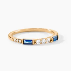 Histoire d'Or Bague Plaqué Or Jaune Calvin Oxyde De Zirconium plaqué or jaune verre bleu New