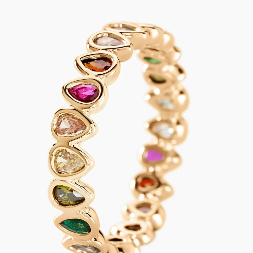 Histoire d'Or Bague Plaqué Or Jaune Ethem Anneau Pierres Multicolores Clearance