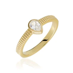 Histoire d'Or Bague Plaqué Or Lame Oxyde De Zirconium Sale