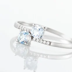 Histoire d'Or Bague Pollie Or Blanc Topaze Bleu Sky Oxyde De Zirconium Discount