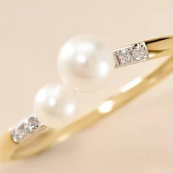 Histoire d'Or Bague Primo Or Jaune Perle De Culture Et Oxyde De Zirconium Outlet