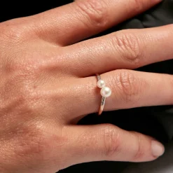 Histoire d'Or Bague Primo Or Jaune Perle De Culture Et Oxyde De Zirconium Outlet