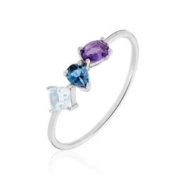 Histoire d'Or Bague Raika Or Blanc Amethyste Et Topaze Sale