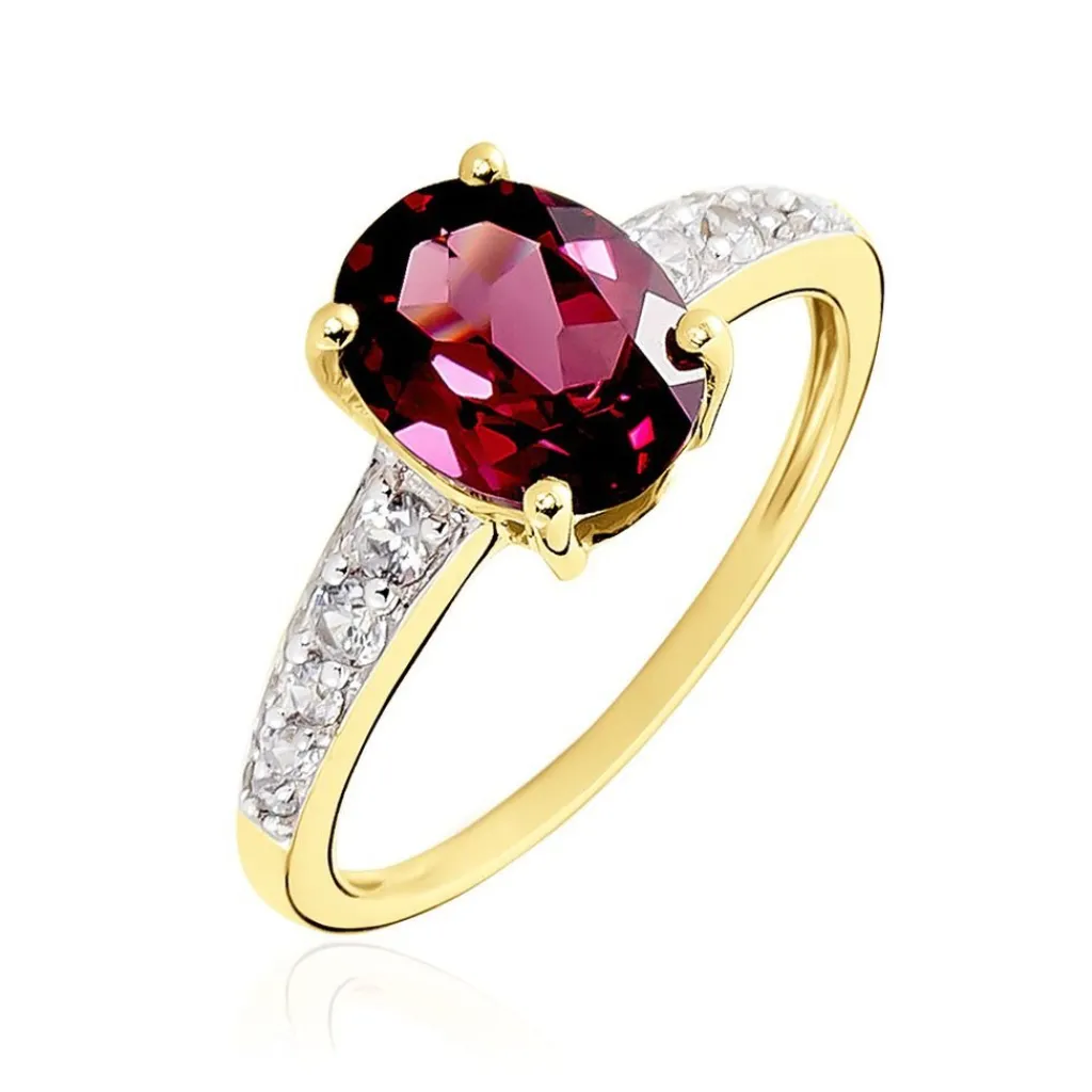 Histoire d'Or Bague Rhodolite Fever Or Jaune Rhodolite Oxyde De Zirconium or jaune rhodolite rouge Best