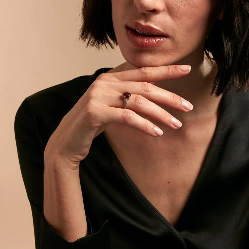 Histoire d'Or Bague Rhodolite Fever Or Jaune Rhodolite Oxyde De Zirconium or jaune rhodolite rouge Best