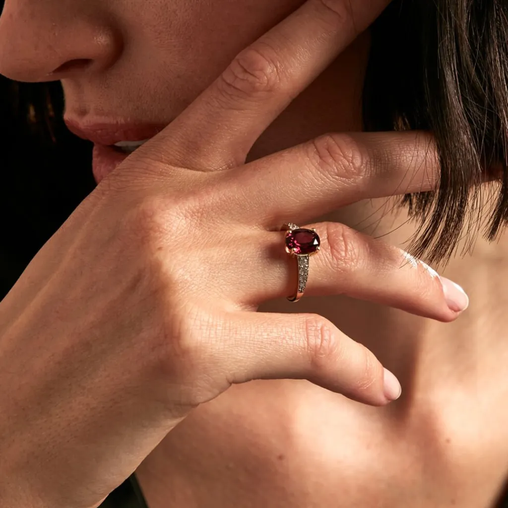 Histoire d'Or Bague Rhodolite Fever Or Jaune Rhodolite Oxyde De Zirconium or jaune rhodolite rouge Best