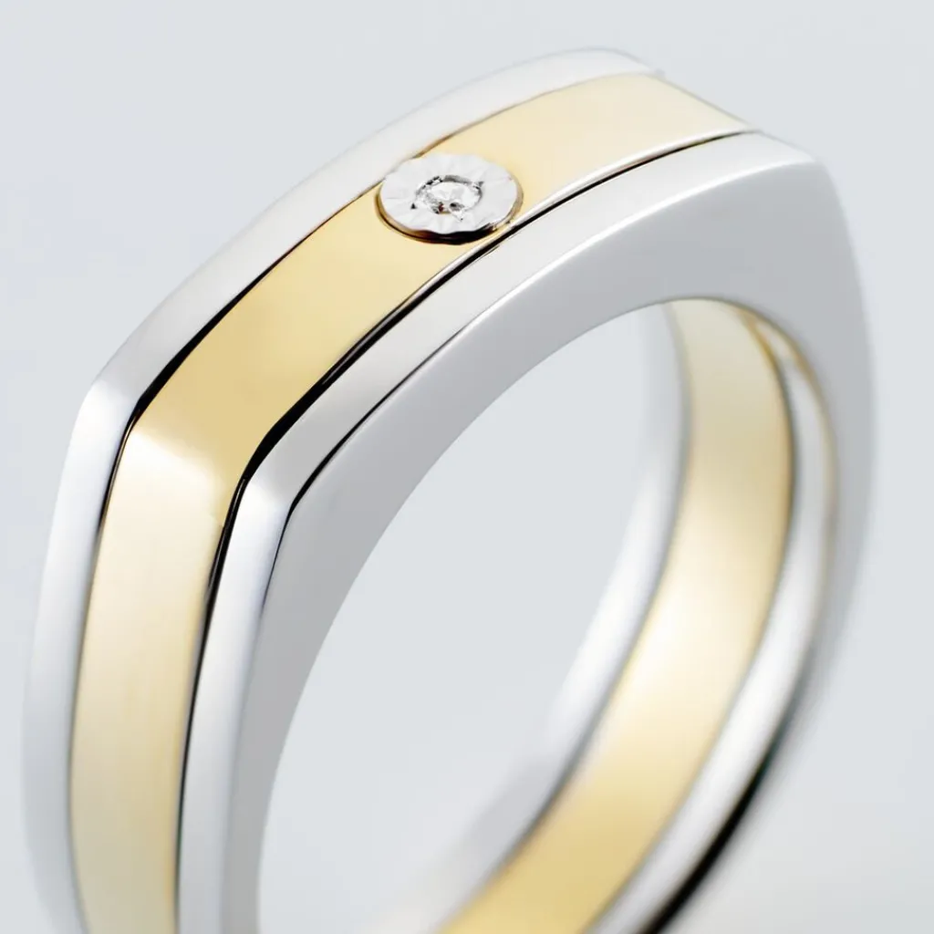 Histoire d'Or Bague Robinson Argent Bicolore Rhodié Diamant Blanc Online