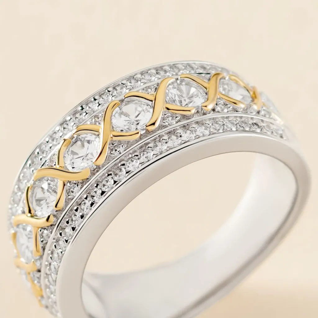 Histoire d'Or Bague Rome Argent Bicolore Oxyde De Zirconium