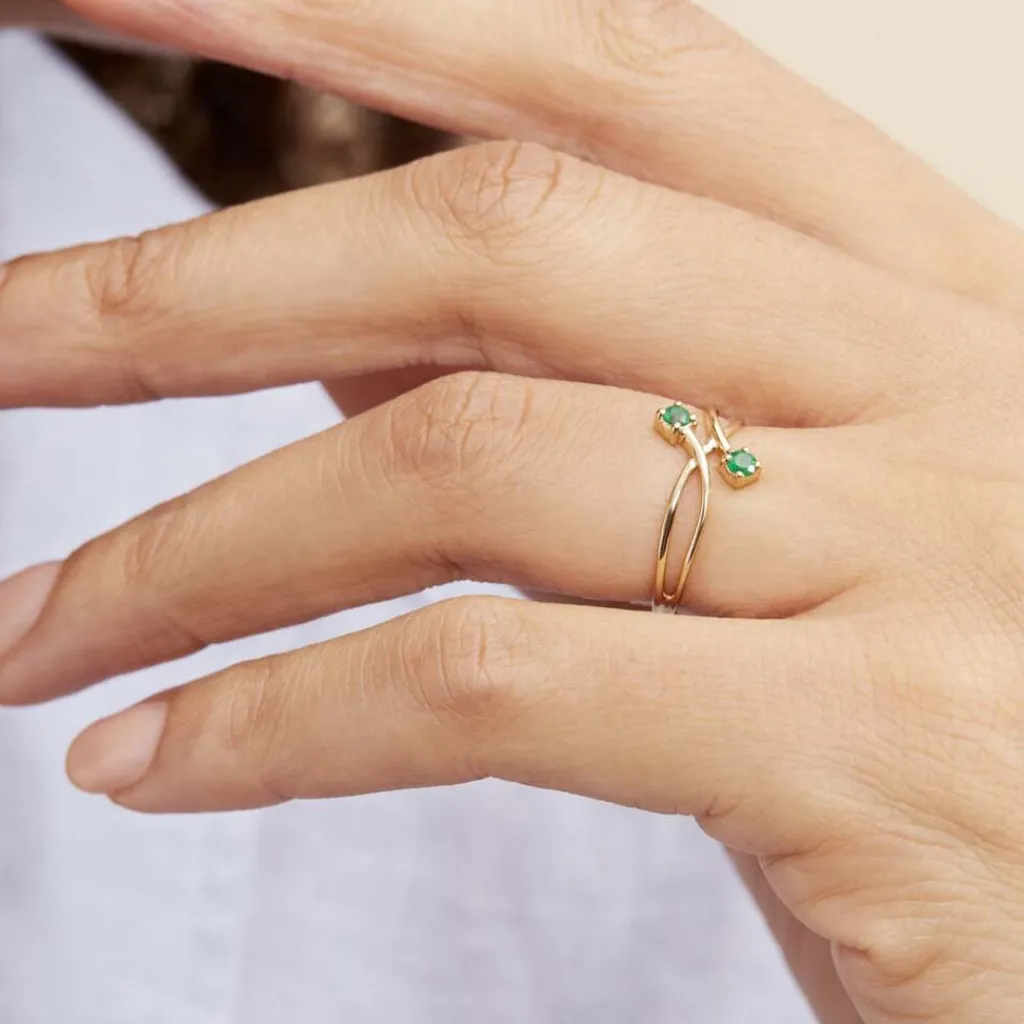 Histoire d'Or Bague Ruqaya Or Jaune Emeraude New