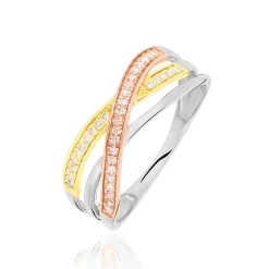 Histoire d'Or Bague Sabera Or Tricolore Diamant New