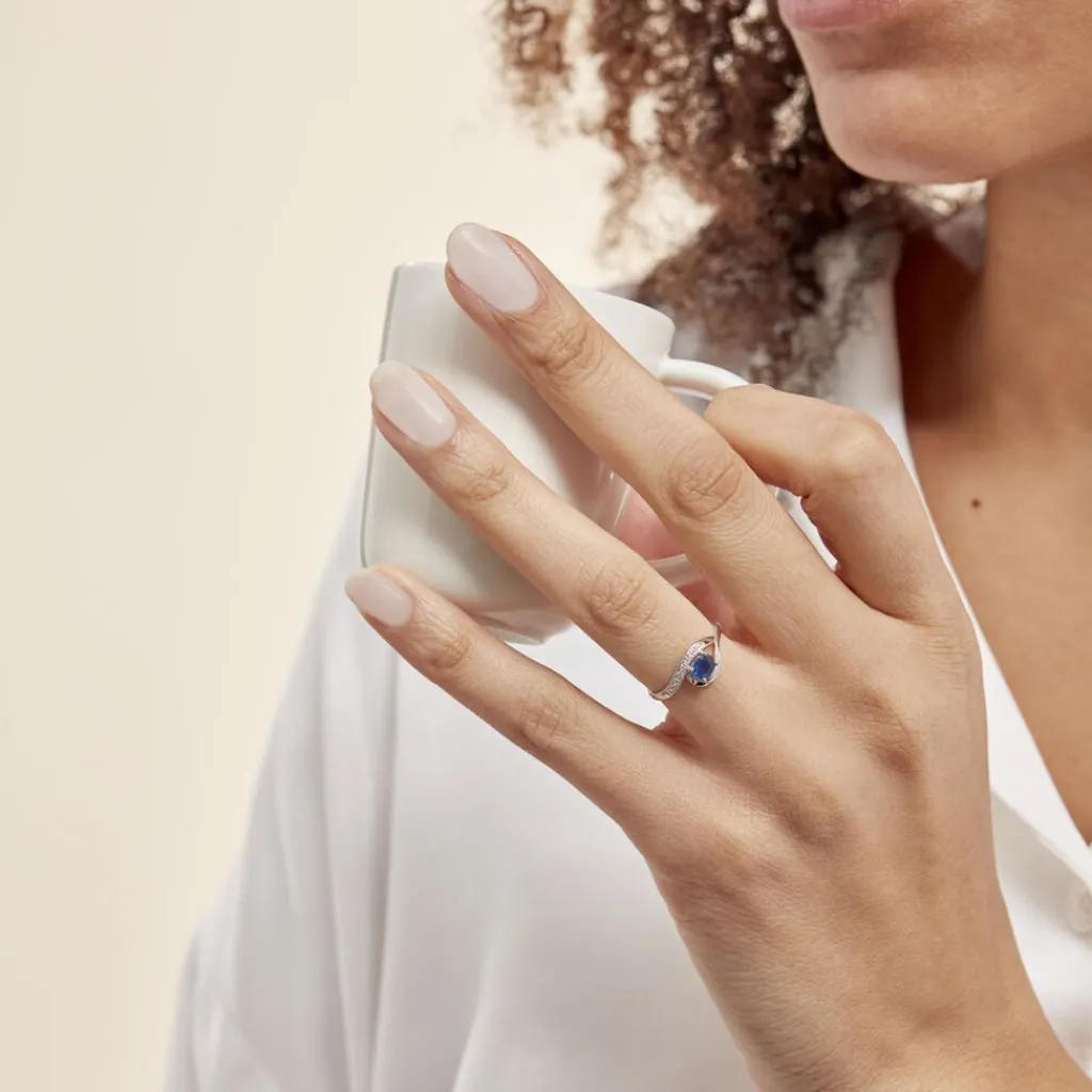 Histoire d'Or Bague Sagesse Or Blanc Saphir Et Diamant