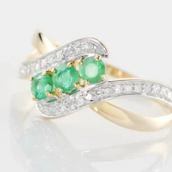 Histoire d'Or Bague Simma Or Jaune Diamant Et Emeraude or jaune emeraude