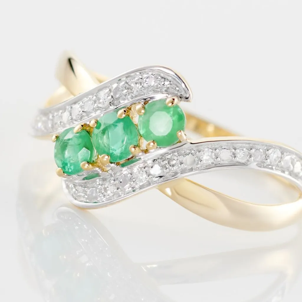 Histoire d'Or Bague Simma Or Jaune Diamant Et Emeraude or jaune emeraude