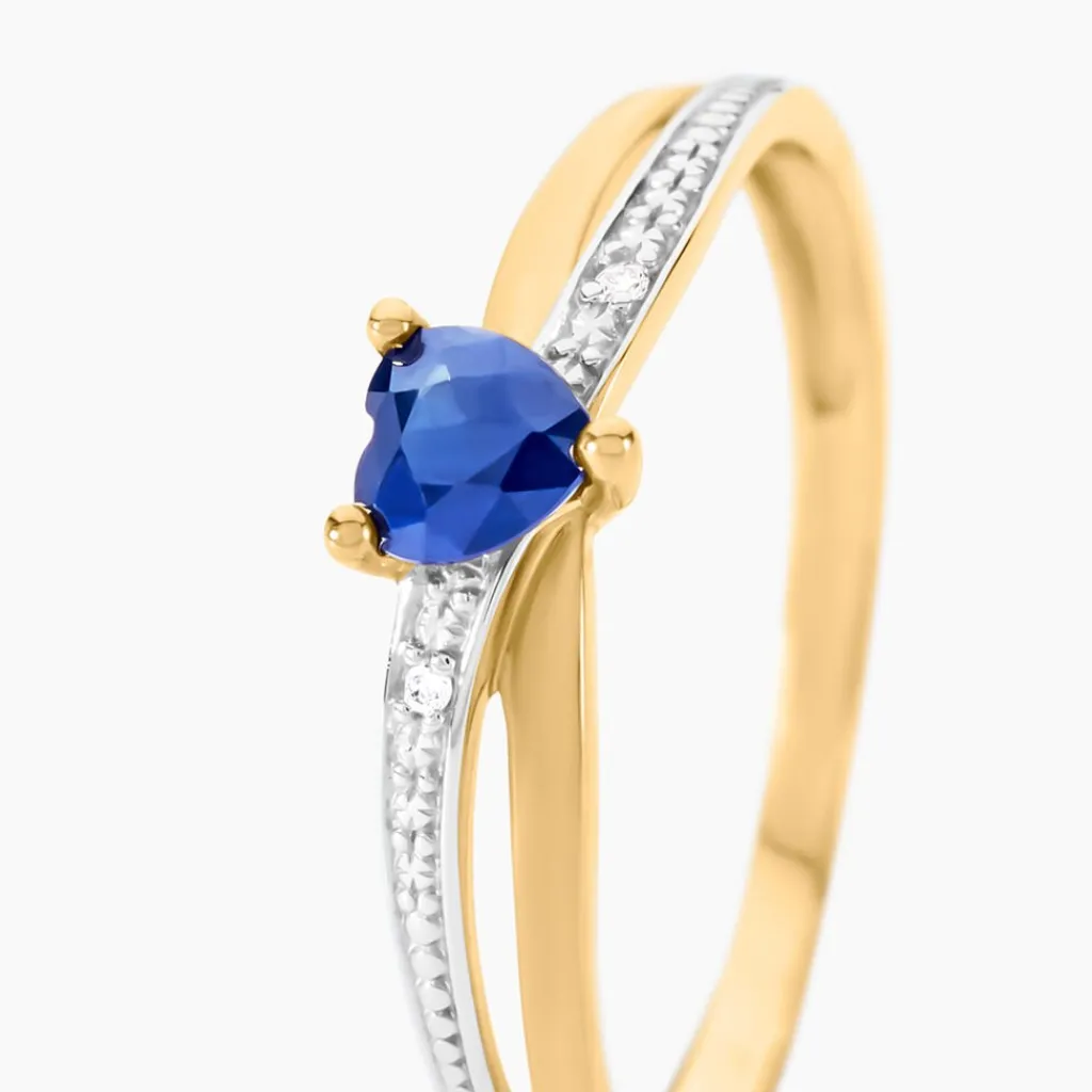 Histoire d'Or Bague Skylar Diamant or bicolore saphir New