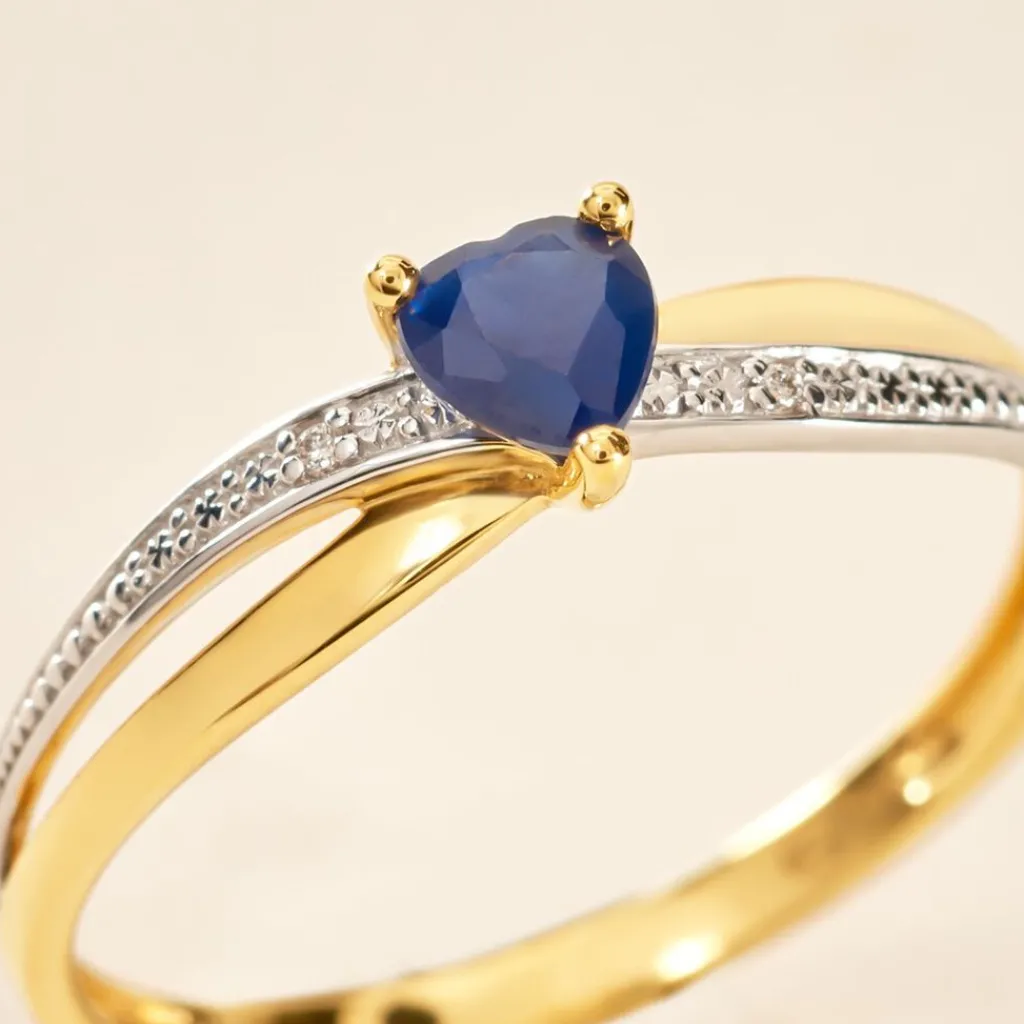 Histoire d'Or Bague Skylar Diamant or bicolore saphir New
