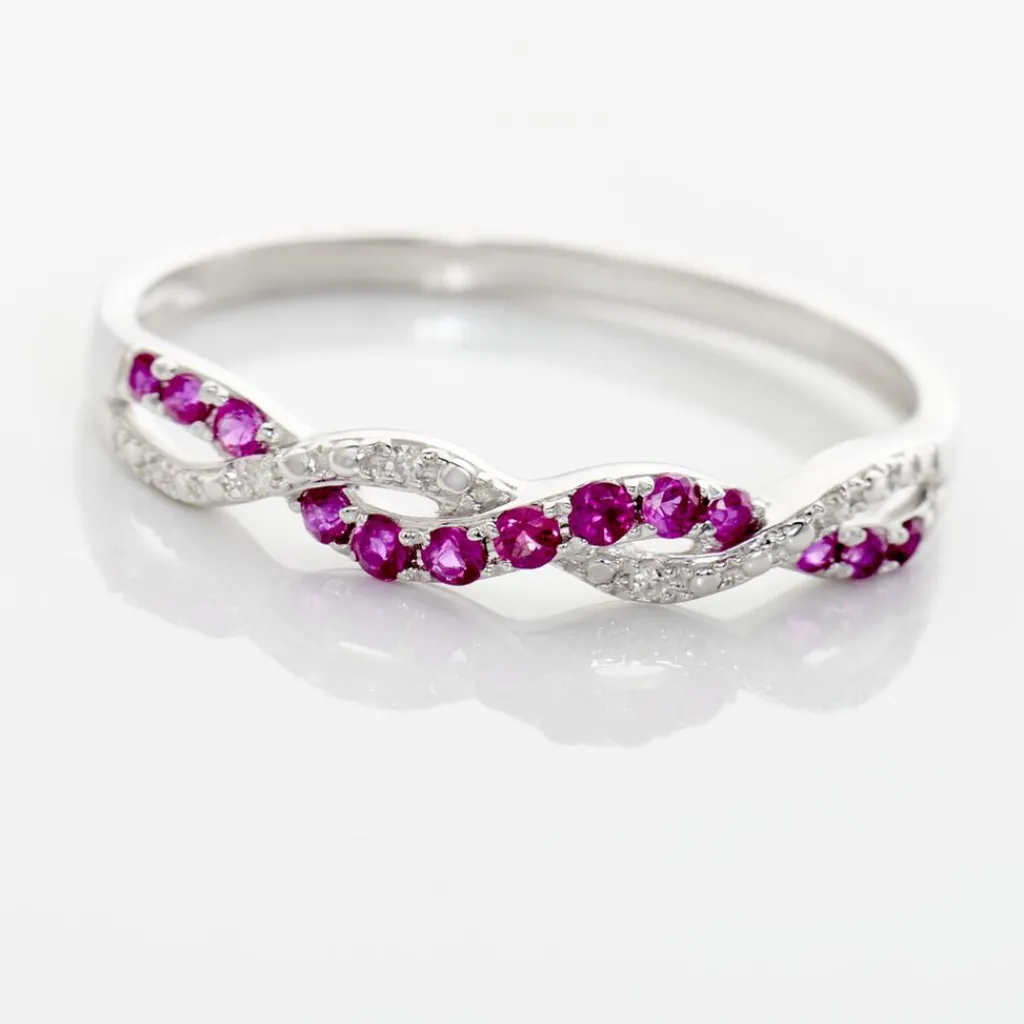 Histoire d'Or Bague Sofia Or Blanc Rubis Et Diamant New