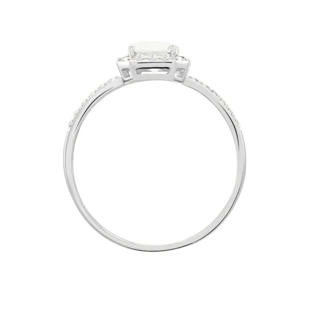 Histoire d'Or Bague Solitaire Accompagn啪 Or Blanc Addy Oxyde De Zirconium
