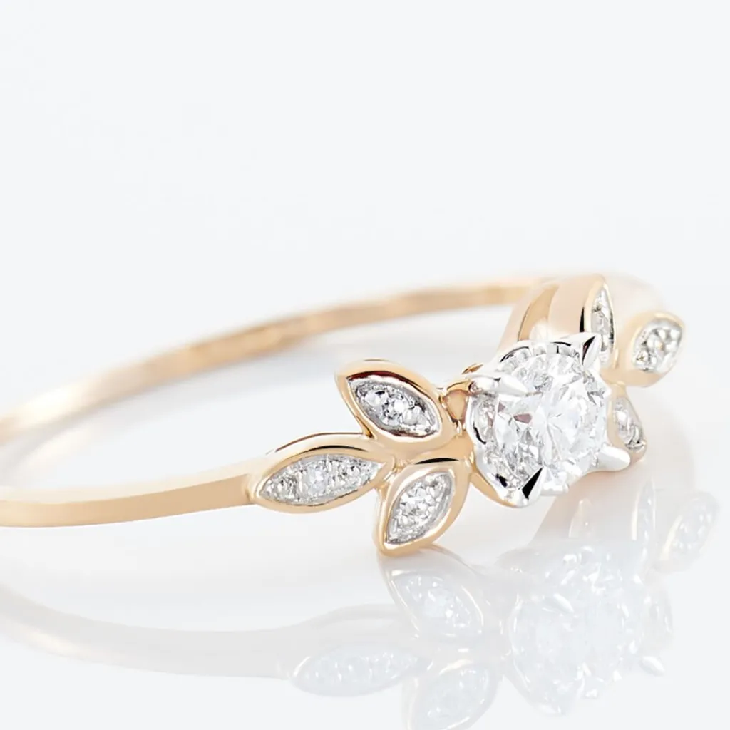 Histoire d'Or Bague Solitaire Alicea Or Rose Diamant New