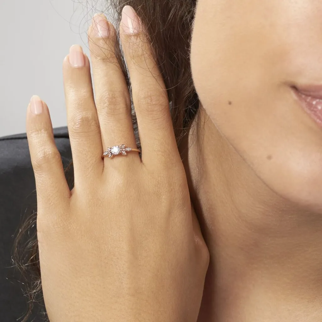 Histoire d'Or Bague Solitaire Alicea Or Rose Diamant New