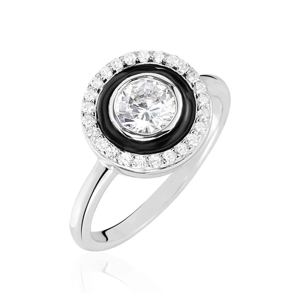 Histoire d'Or Bague Solitaire Aliou Argent Blanc Oxyde De Zirconium New