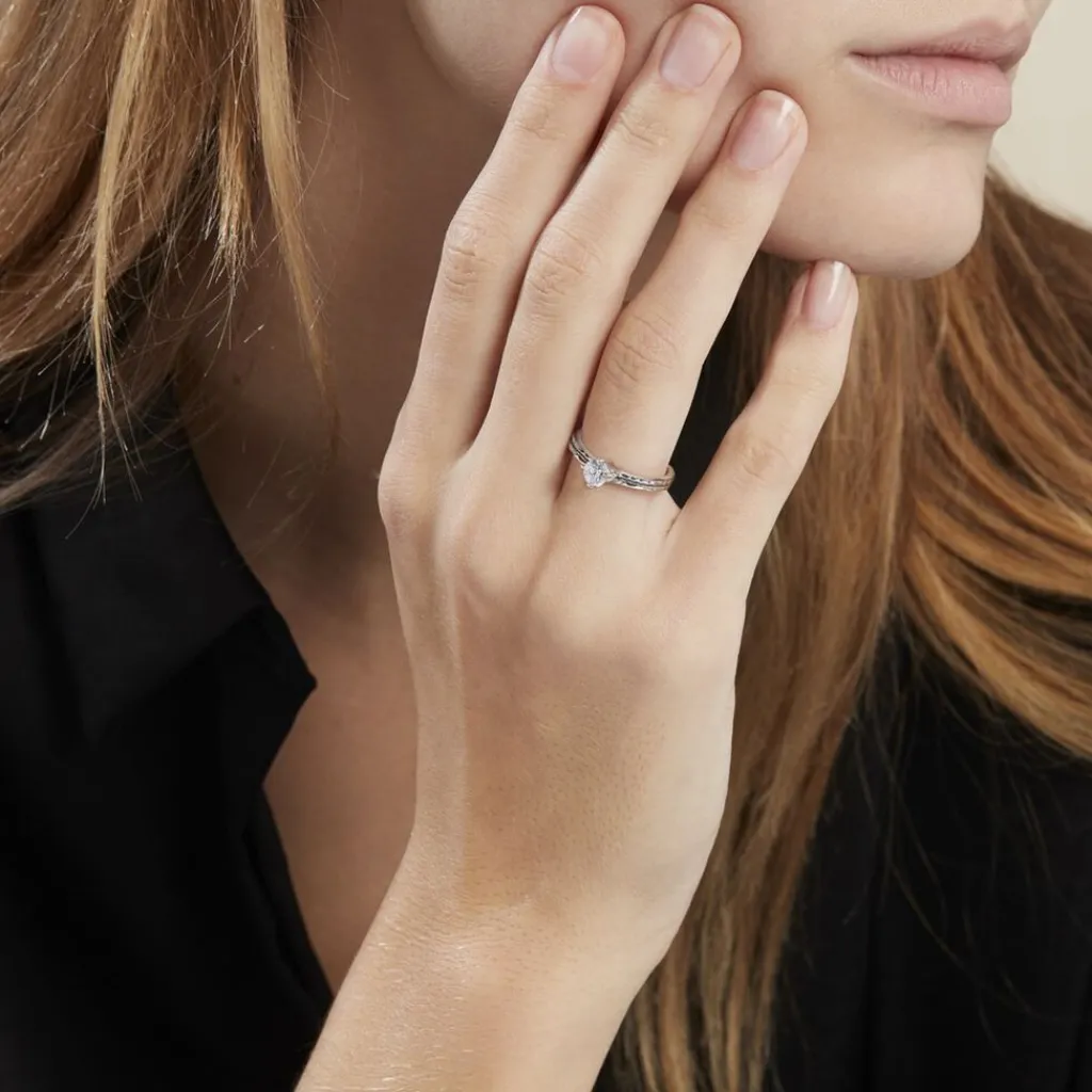 Histoire d'Or Bague Solitaire Argent Blanc Candi Oxyde De Zirconium Outlet