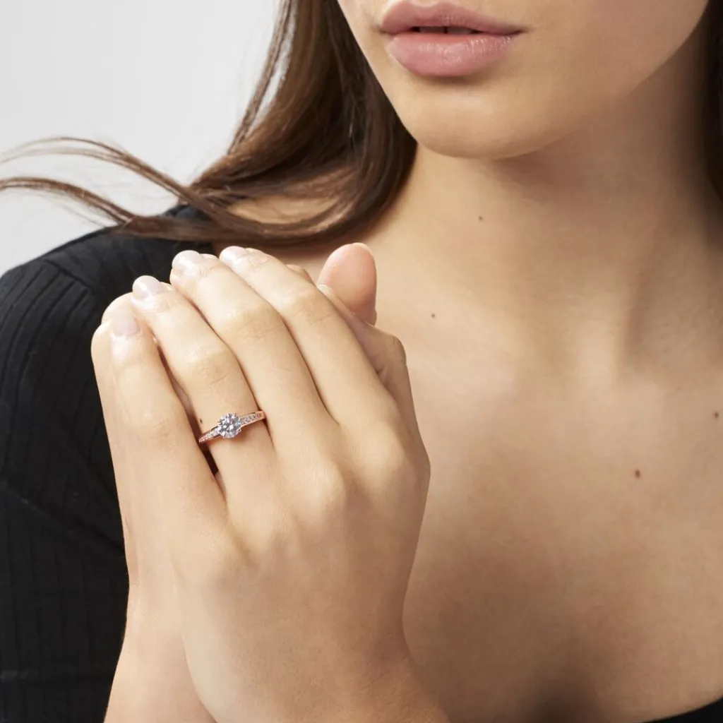 Histoire d'Or Bague Solitaire Arjuna Or Rose Oxyde De Zirconium New