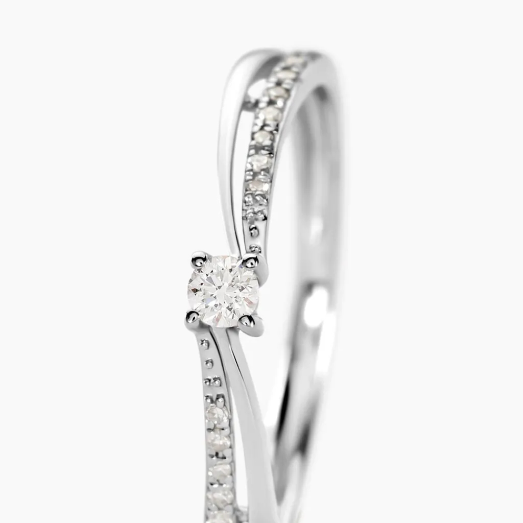 Histoire d'Or Bague Solitaire Asia Or Blanc Diamant Hot