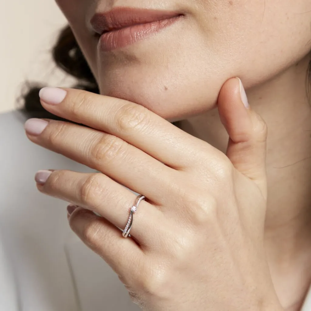 Histoire d'Or Bague Solitaire Asia Or Blanc Diamant Hot