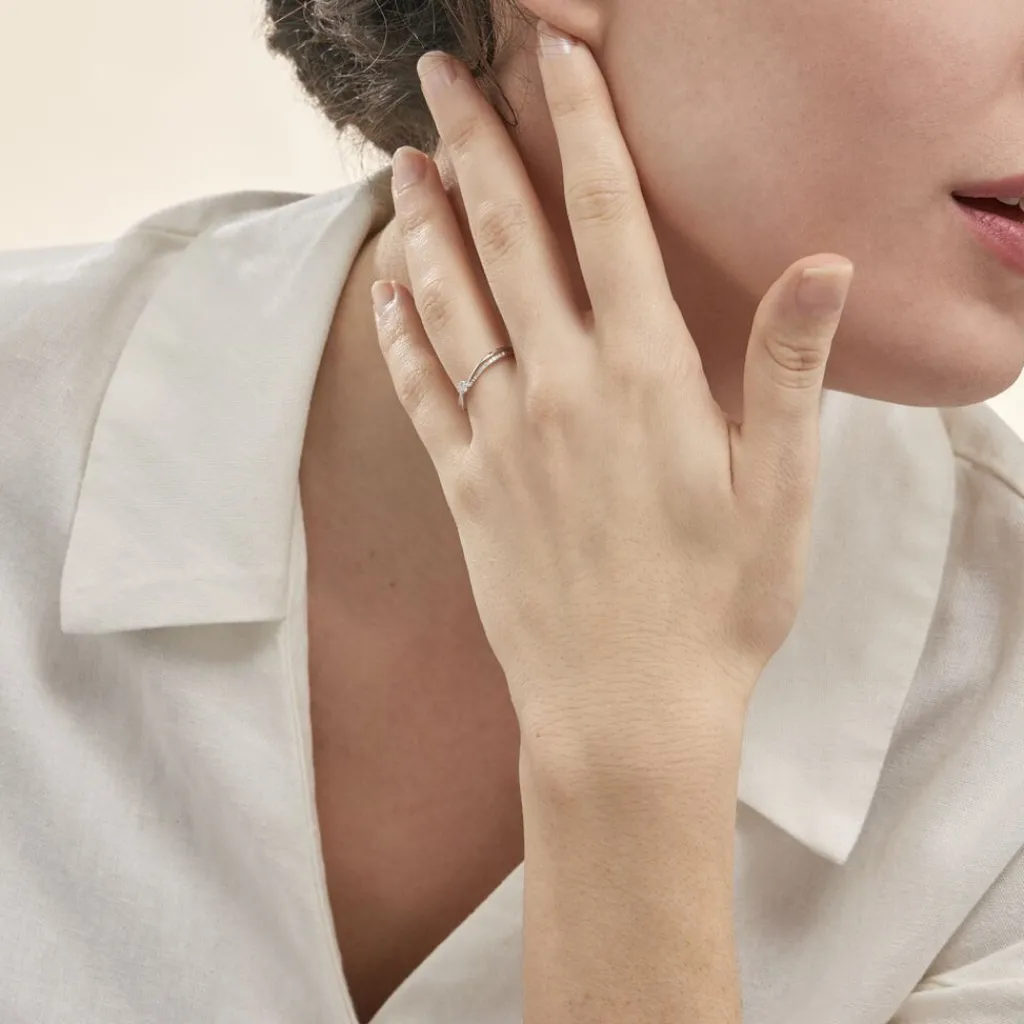 Histoire d'Or Bague Solitaire Asia Or Blanc Diamant Hot