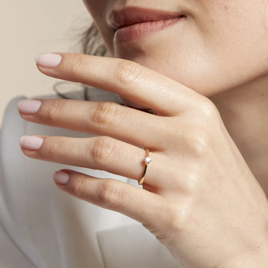 Histoire d'Or Bague Solitaire Athena or jaune diamant Hot