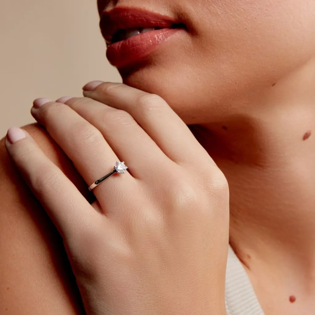 Histoire d'Or Bague Solitaire Athena or blanc diamant