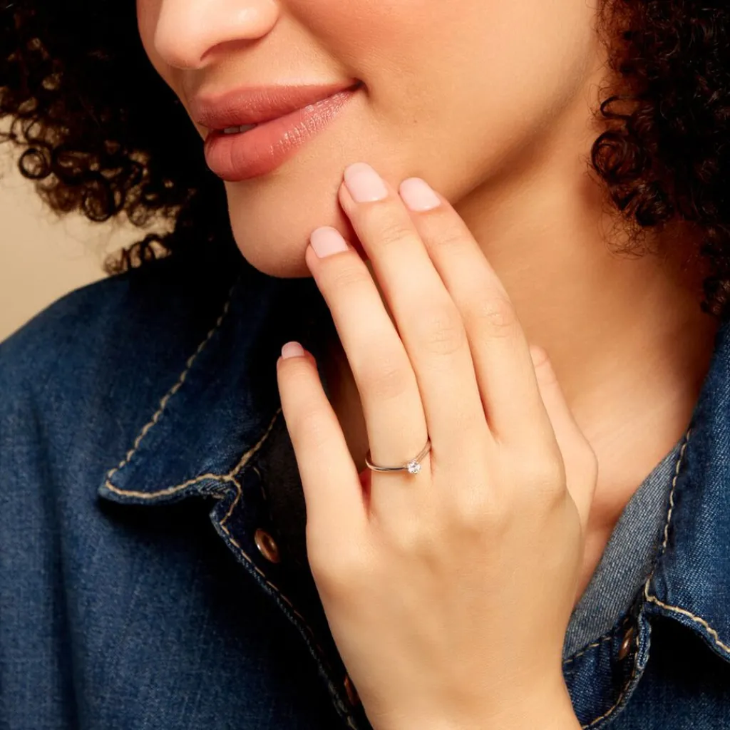 Histoire d'Or Bague Solitaire Athena or blanc diamant Outlet