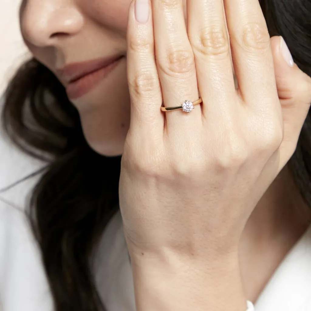 Histoire d'Or Bague Solitaire Athena or jaune diamant