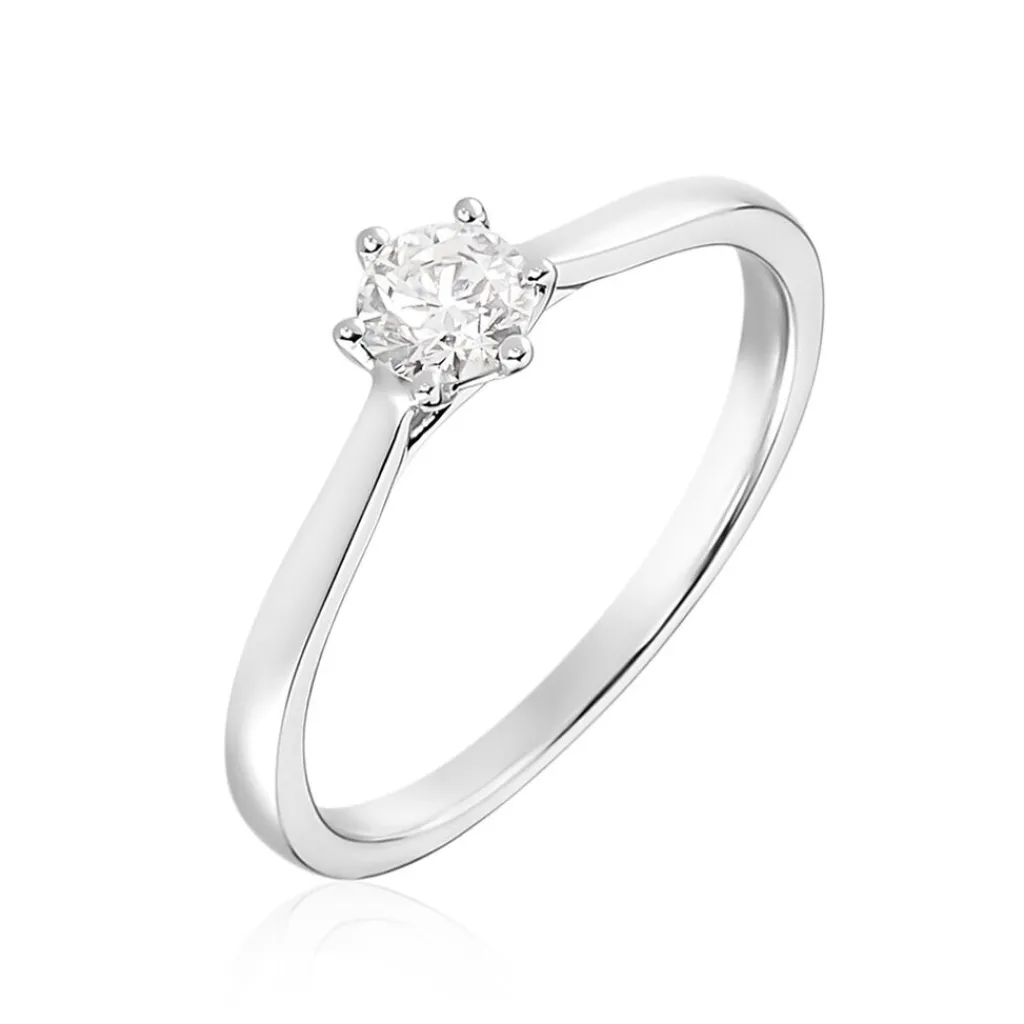 Histoire d'Or Bague Solitaire Athena or blanc diamant