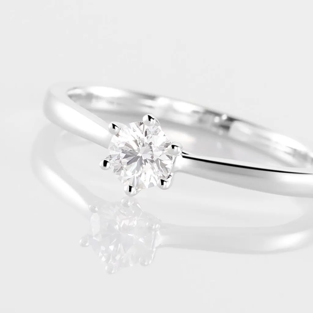 Histoire d'Or Bague Solitaire Athena or blanc diamant
