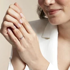 Histoire d'Or Bague Solitaire Athena or blanc diamant