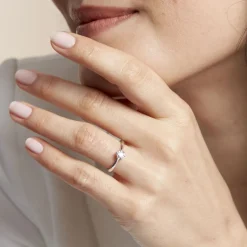 Histoire d'Or Bague Solitaire Athena or blanc diamant