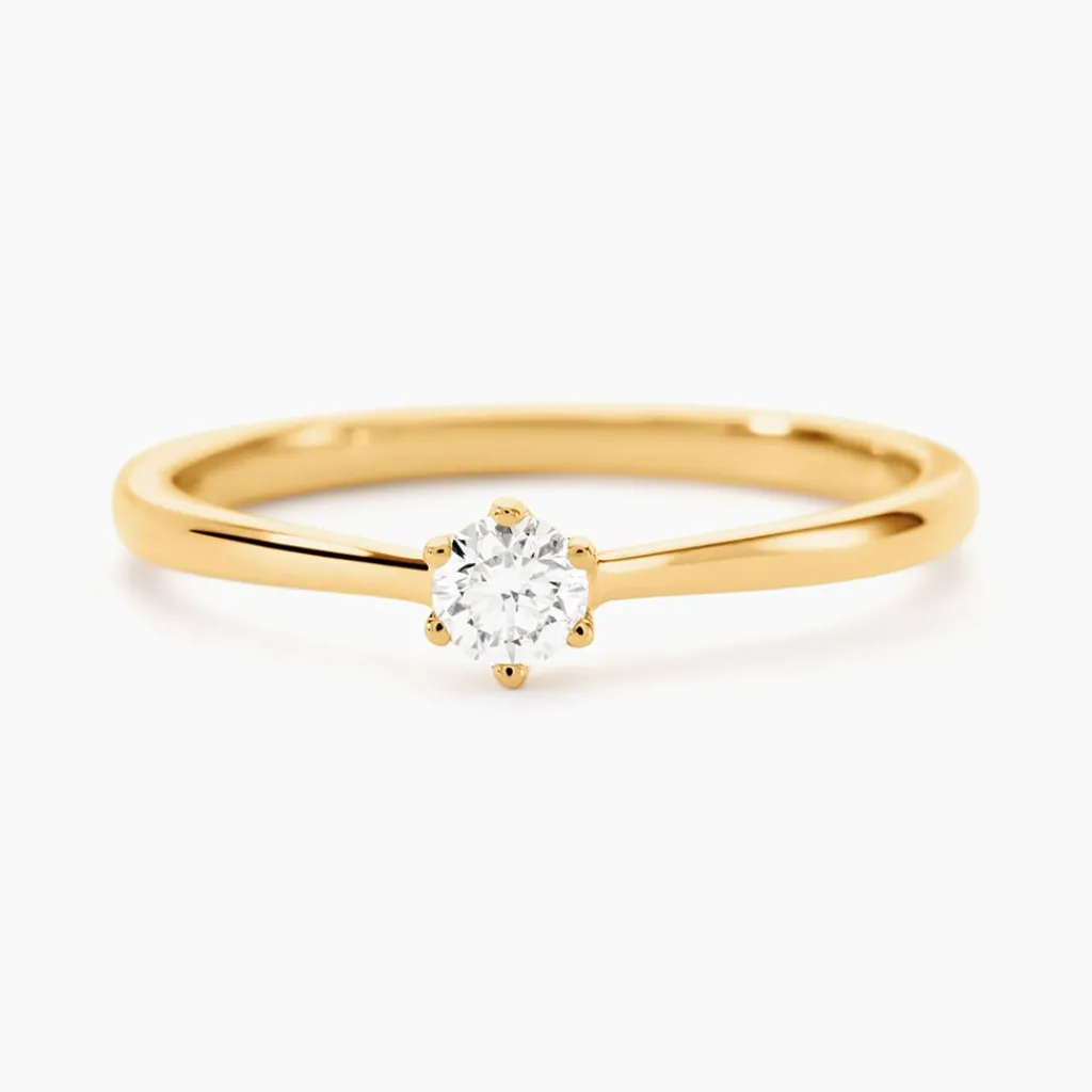 Histoire d'Or Bague Solitaire Athena or jaune diamant New