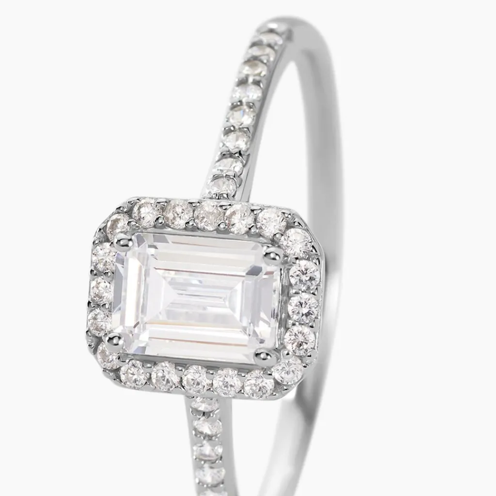 Histoire d'Or Bague Solitaire Cadmos Argent Blanc Oxyde De Zirconium New