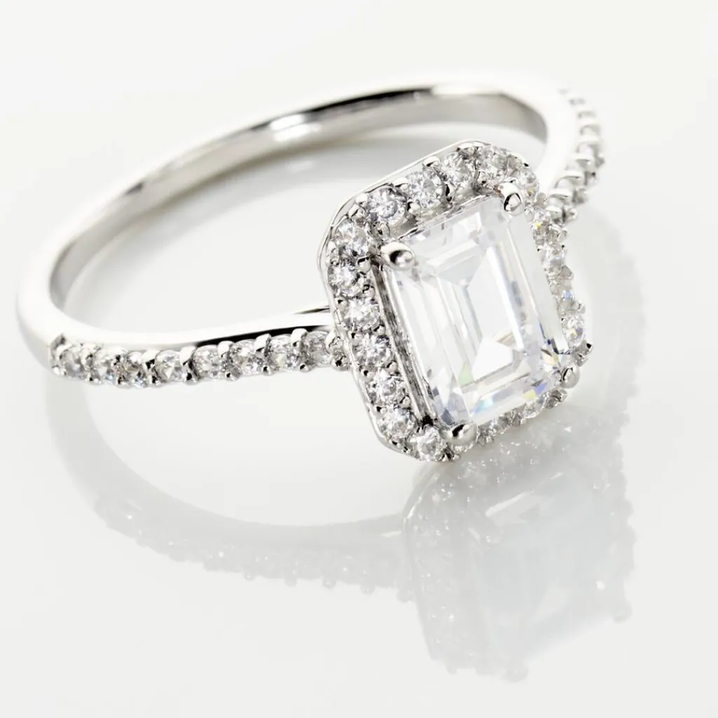 Histoire d'Or Bague Solitaire Cadmos Argent Blanc Oxyde De Zirconium New