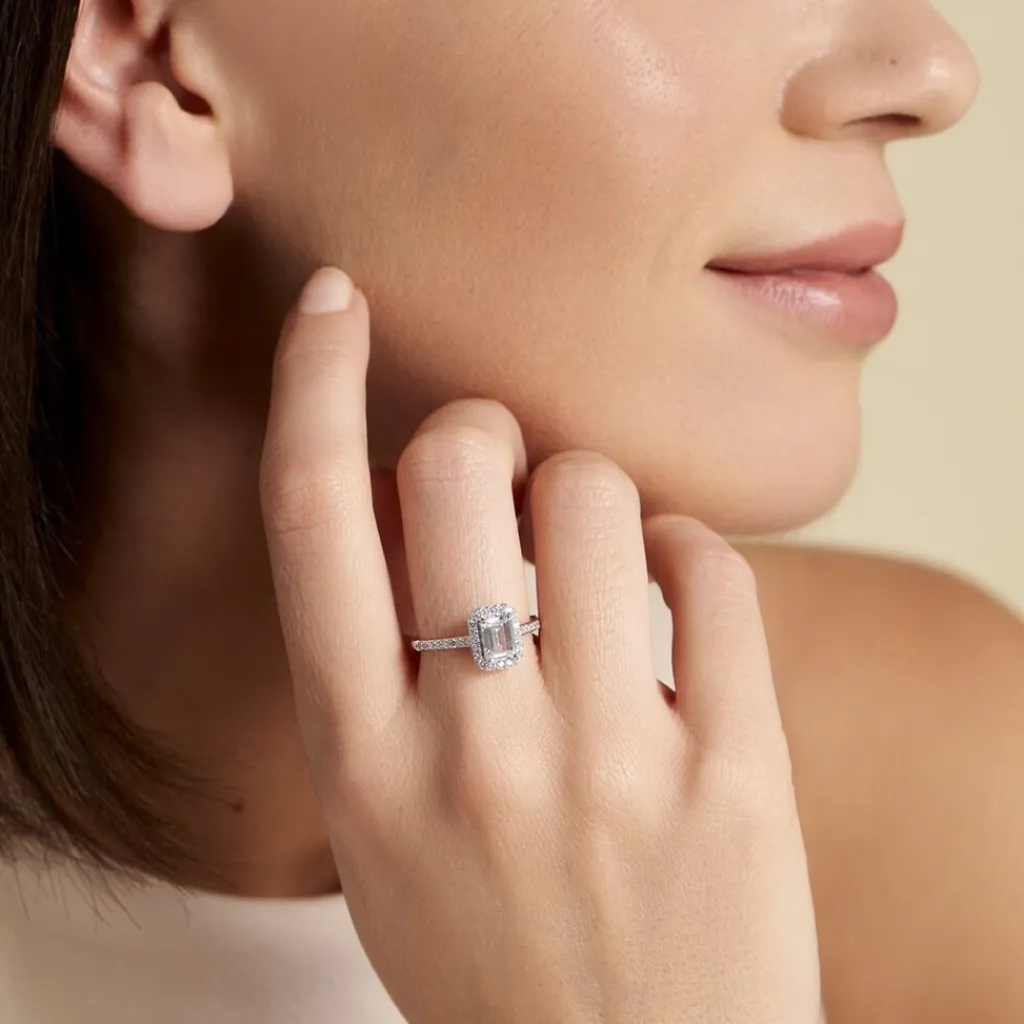 Histoire d'Or Bague Solitaire Cadmos Argent Blanc Oxyde De Zirconium New