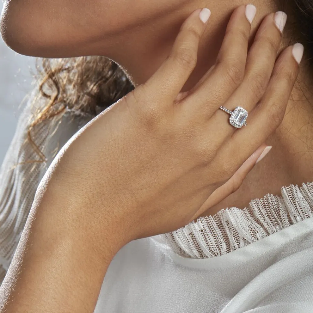 Histoire d'Or Bague Solitaire Cadmos Argent Blanc Oxyde De Zirconium New